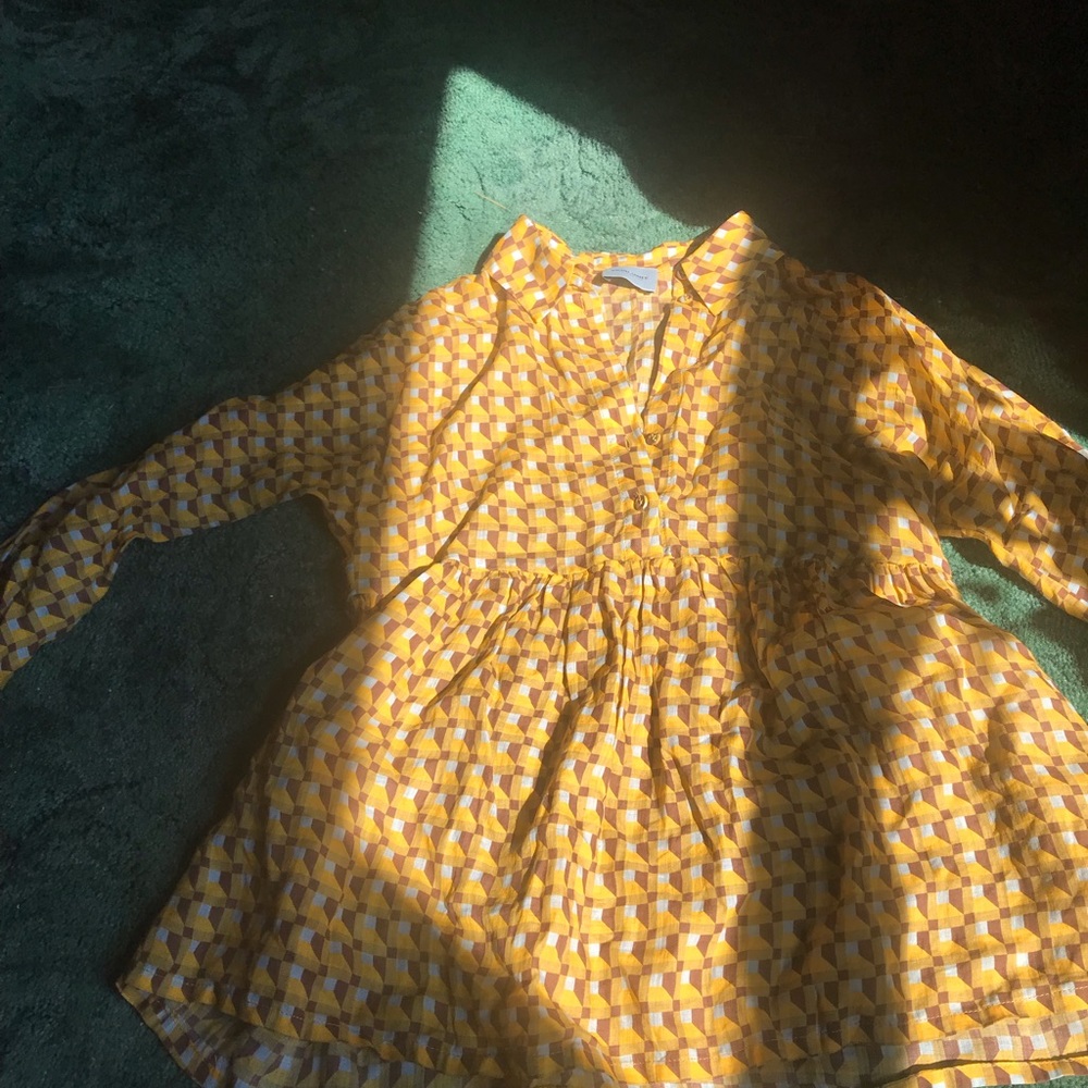 Gorgeous flowy Rachel comey tunic top funky geometric print a line peplum
